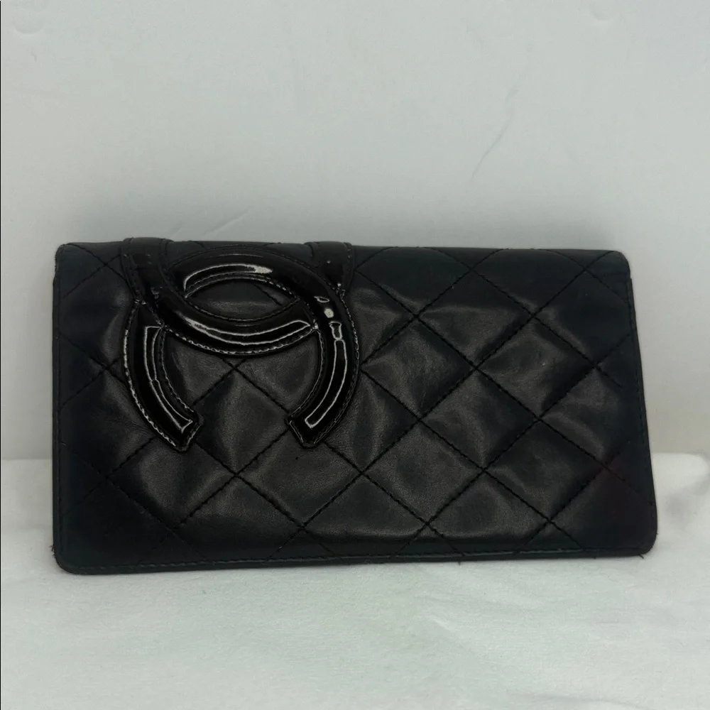 Chanel long Wallet Black Leather Chanel Quilted Cambon Yen Long Wallet Black.